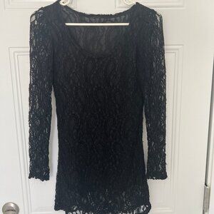 Black Lace Long Sleeves Top
